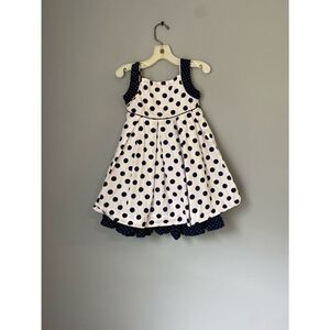 Polly and friends toddler blue and white polkadot fully lined dress short sleeve